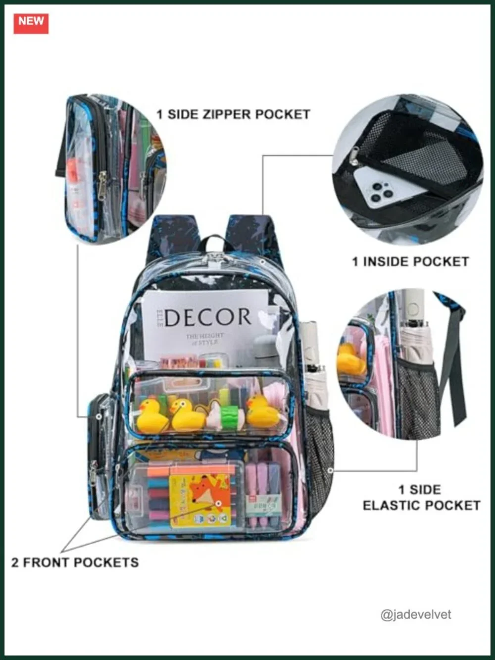 Clear Backpack Heavy Duty Transparent See Through BookBag School Travel Festival